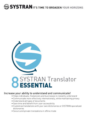 
    SYSTRAN 8 Translator Essential - English <> French
